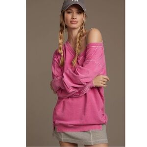 Anthropologie Daily Practice Long Sleeve Batwing Sweatshirt Dress Pink Size XS